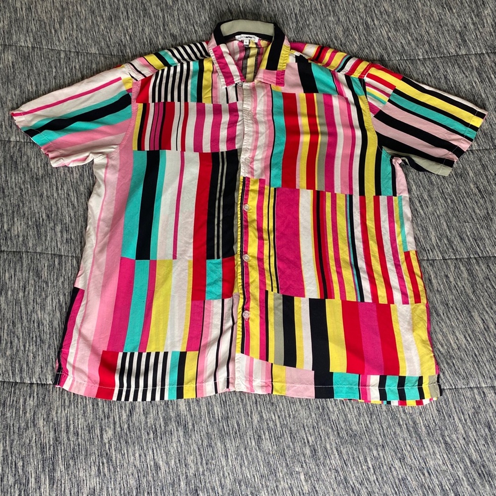 FashionNova Striped Vision Short Sleeve Woven Top